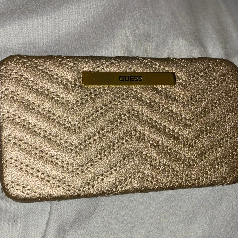 Guess Metallic Gold Quilted Wallet‎